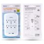 Luxtronic Surge Protector - Wall Tap - 6 Outlets with 2 USB - Charging Station - 300 Joules
