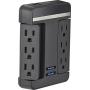 Rocketfish 6-Outlet/2-USB Swivel Wall Tap Surge Protector Black