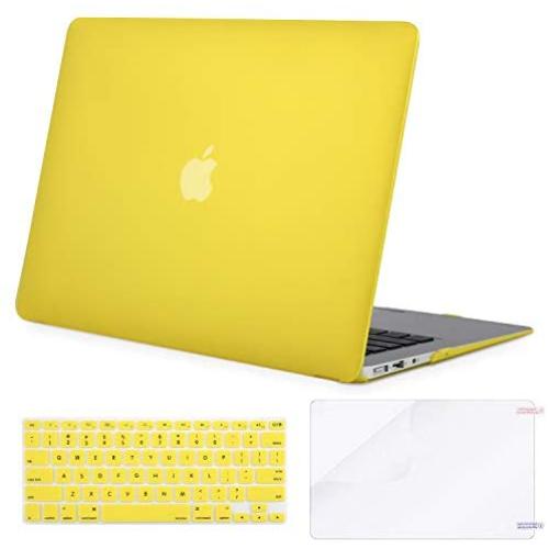 MOSISO Compatible with MacBook Air 13 inch Case (Models: A1369 & A1466, Older Version 2010-2017 Release), Protective Plastic Hard Shell Case & Keyboard Cover & Screen Protector, Yellow