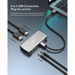 PIHEN HDMI Video Capture Card, Gaming Recorder Card,1080P 60FPS HDMI to USB3.0 Video/Audio Capture Recorder Device,Compatible Windows Linux YouTube OBS OS X Twitch for PS3 PS4 Xbox One Xbox 360