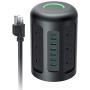 AUKEY Power Strip Tower, 1500 Joules Surge Protector with 6 USB Ports,12 AC Outlets and 5-Foot Heavy Duty Extension Cord for Smartphones, Laptop, Tablet, and More Appliances