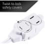 GE 15 ft Extension Cord, White, 51962 & 6 Outlet Surge Protector, 10 Ft Extension Cord, Power Strip, 800 Joules, Flat Plug, Twist-to-Close Safety Covers, White, 14092
