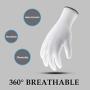 Kmitmuk 12 Pairs Ultra-Thin Polyurethane Coated Gardening and Work Gloves, Plain Nylon Knit Glove, White Polyester/ White PU Coating, Size X-Large