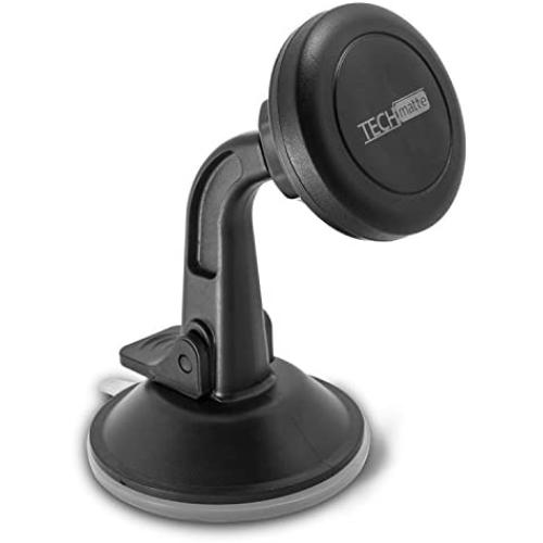 TechMatte Car Phone Mount Magnetic-Dashboard Mounted Car Phone Holder-Universal Smartphone Compatibility with Strong Magnetic Technology (Black)