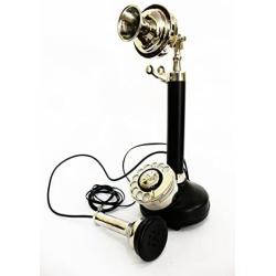 Contemporary Style Beautiful Table Decoor Candel Stick Phones Black & Silver Finish