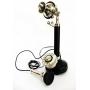 Contemporary Style Beautiful Table Decoor Candel Stick Phones Black & Silver Finish
