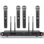 Wireless Microphone System, Phenyx Pro Quad Channel Cordless Mic Set with Metal Handheld Mics, 4x40 Channels, Auto Scan, Long Distance 328ft, Ideal for DJ, Church, Outdoor Events (PTU-7000A)