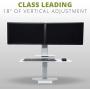 Uprite Ergo Sit2Stand Desktop Height Adjustable Workstation - Dual Monitor - Silver/White
