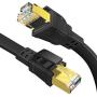 Cat 8 Ethernet Cable, 10FT Flat 40Gbps 2000Mhz High-Speed LAN Cable, RJ45 Connector with Gold Plated SFTP Patch Cord, Heavy Duty Gigabit Cord for Router, Modem, Laptop, Xbox, PS4, Gaming - Black