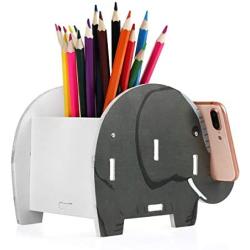 COOLBROS Elephant Pencil Holder With Phone Holder Desk Organizer Desktop Pen Pencil Mobile Phone Bracket Stand Storage Pot Holder Container Stationery Box Organizer (African elephant)