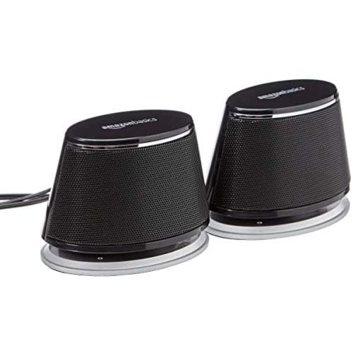 Amazon Basics USB-Powered PC Computer Speakers with Dynamic Sound | Black, 4-pack
