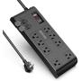BESTEK 8-Outlet 10Ft Extension Cord Power Strip with USB 15A 1875W Surge Protector with 5V 4.2A 4 USB Charging Port Desktop Charging Station,600Joule,Ultra-Compact Wide Spaced Outlet for Large Charger