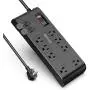 BESTEK 8-Outlet 10Ft Extension Cord Power Strip with USB 15A 1875W Surge Protector with 5V 4.2A 4 USB Charging Port Desktop Charging Station,600Joule,Ultra-Compact Wide Spaced Outlet for Large Charger