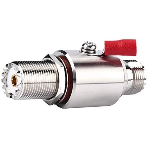 PL-259 Lightning Surge Protector UHF Lightning Arrestor PL259 Female to SO239 Female Bulkhead for CB Ham Base Antennas (UHF Female to Female Lightning arrestor)