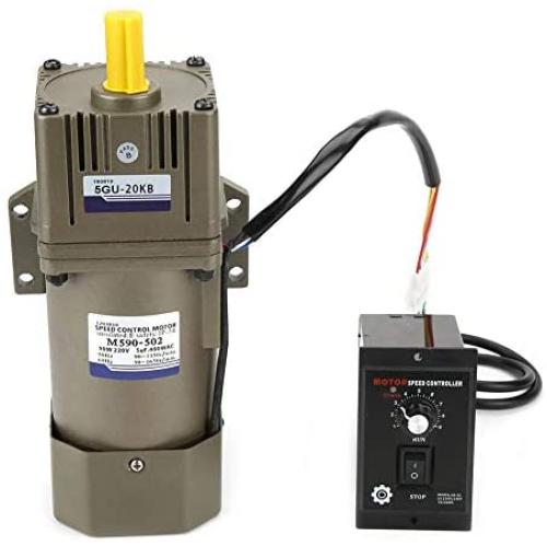 Electric Gear Motor, Walfront AC 220V 90W Single Phase Asynchronous Gear Motor High Torque Deceleration Adjustable Speed 5K/10K/20K/50K/100K RPM Optional(20k)