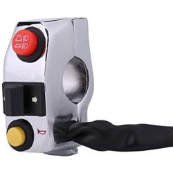 Qiilu 7/8'' Motorcycle Handlebar Waterproof Control Switch with Horn Turn Signal High Low Beam Control Universal for Motorbikes, Electric Bike, ATVs, Scooters