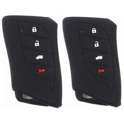 Ezzy Auto A Pair Black Silicone Rubber Key Fob Case Key Cover Key Jacket Skin Protector fit for UX NX RX GX LX is ES GS LS