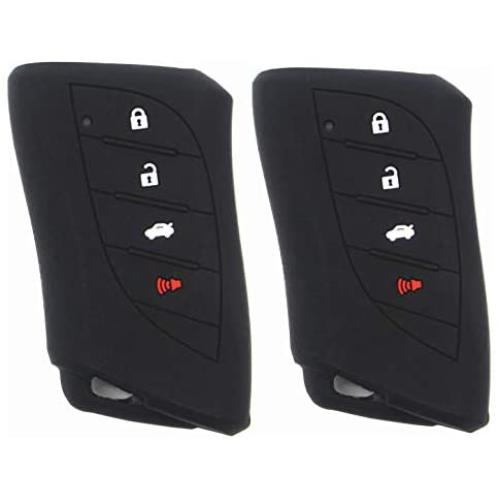Ezzy Auto A Pair Black Silicone Rubber Key Fob Case Key Cover Key Jacket Skin Protector fit for UX NX RX GX LX is ES GS LS