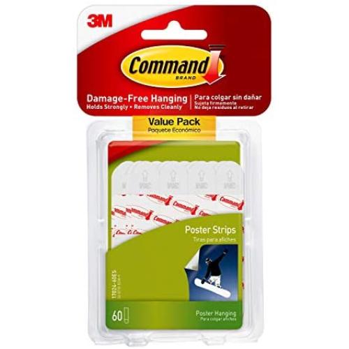 Command Poster Hanging Strips Value Pack, Small, White, 60-Strips (17024-60ES)