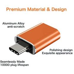 USB C to USB Adapter [2-Pack], Thunderbolt 3 to USB 3.0 OTG Adapter Compatible MacBook Pro,Chromebook,Pixelbook,Microsoft Surface Go,Galaxy S8 S9 S10 Plus,Note 8 9,Pixel 2 3(Orange)