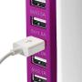 USB Tower Power Adapter 6-Port Smart IC Tech Charging Station with Quick Charge 2.1 for Phone, Tablets, and More (Rose Red)