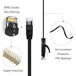 Cat 6 Ethernet Cable Black 150 ft (at a Cat5e Price but Higher Bandwidth) Flat Internet Network Cable - Cat6 Ethernet Patch Cable Short - Computer LAN Cable with Snagless RJ45 Connectors