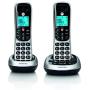 Motorola CD4012 DECT 6.0 Cordless Phones with Digital Answering Machine and Call Block (2-Pack) Bundle with Blucoil 10-FT 1 Gbps Cat5e Cable, and Reusable Cable Ties (5-Pack)