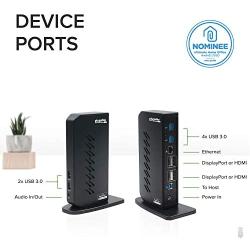 Plugable USB 3.0 and USB-C Dual 4K Display Docking Station with DisplayPort and HDMI for Windows and Mac (Dual 4K DisplayPort & HDMI, Gigabit Ethernet, Audio, 6 USB Ports) Vertical
