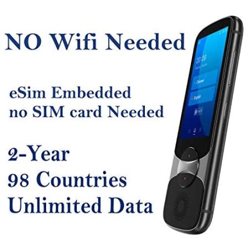 Jarvisen Language Translator Device with Unlimited 2-Year Global Data (No WiFi Need) 200+ Countries 95+% Accuracy Instant Real-time Voice Translation & Offline Translation w/Bluetooth & 4G/LTE (Grey)