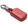 Vitodeco Genuine Leather Smart Key Keyless Remote Entry Fob Case Cover with Key Chain for 2011-2020 Toyota Sienna (6 Buttons, Red)