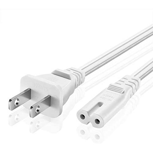 TNP Universal 2 Prong Power Cord (1FT) - NEMA 1-15P to IEC320 C7 18AWG Figure 8 Shotgun Connector AC Power Supply Cable Wire Socket Plug Jack (White) Compatible with Apple TV, PS4, PS3 Slim, LED HDTV