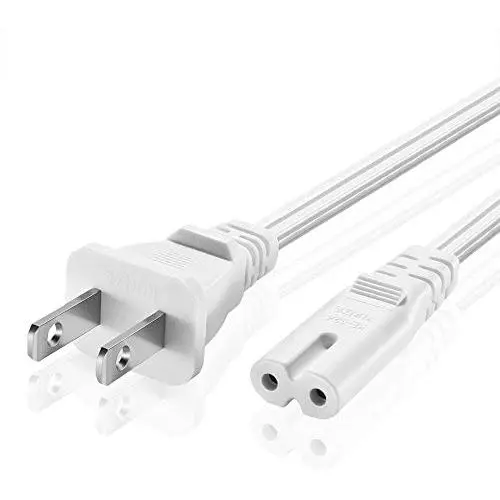 TNP Universal 2 Prong Power Cord (1FT) - NEMA 1-15P to IEC320 C7 18AWG Figure 8 Shotgun Connector AC Power Supply Cable Wire Socket Plug Jack (White) Compatible with Apple TV, PS4, PS3 Slim, LED HDTV