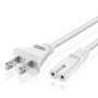 TNP Universal 2 Prong Power Cord (1FT) - NEMA 1-15P to IEC320 C7 18AWG Figure 8 Shotgun Connector AC Power Supply Cable Wire Socket Plug Jack (White) Compatible with Apple TV, PS4, PS3 Slim, LED HDTV