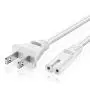 TNP Universal 2 Prong Power Cord (1FT) - NEMA 1-15P to IEC320 C7 18AWG Figure 8 Shotgun Connector AC Power Supply Cable Wire Socket Plug Jack (White) Compatible with Apple TV, PS4, PS3 Slim, LED HDTV
