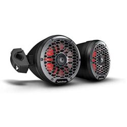 Rockford Fosgate M2WL-65MB Marine Color Optix Multicolor LED Lighted 6.5'' 2-way Motorsports Can Speakers 150 Watts RMS / 600 Watts Peak with Stainless & Sport Grilles, Mounting Hardware - Black (Pair)