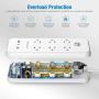 USB C Power Strip Surge Protector, POWERADD 30W USB C Power Delivery, 2 USB A & 6 AC Outlets, 5ft Braided Extension Cord, Flat Plug for MacBook Pro, iPad Pro, iPhone and Galaxy