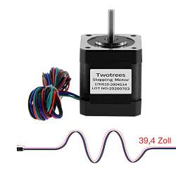 Twotrees Nema 17 Stepper Motor Bipolar 2A 59Ncm(84oz.in) 48mm Body 4-Lead W/ 1m Cable and Connector Compatible with 3D Printer/CNC (3 Pack)