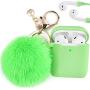 Filoto Case for Airpods , Airpod Case Cover for Apple Airpods 2&1 Charging Case, Cute Air Pods Silicone Protective Accessories Cases/Keychain/Pompom/Strap, Best Gift for Girls (Avocado Green)