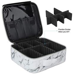 Chomeiu Marble Makeup Bag, Travel Makeup Case with Adjustable Dividers for Cosmetics Tools (Mar-white)