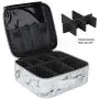 Chomeiu Marble Makeup Bag, Travel Makeup Case with Adjustable Dividers for Cosmetics Tools (Mar-white)