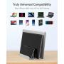 Vertical Laptop Stand - AboveTEK - 3 Slots for Computer, Tablet, Phone - Fits All Laptop Models （up to 17.3''） - Heavy Duty Polished Aluminum Desktop Holder - Anti Slide Silicone Grips - Silver