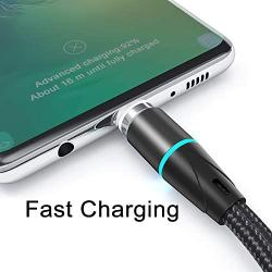 NetDot 12th Generation 3 in 1 Magnetic Fast Charging Cable Data Line Nylon Braided Compatible with Micro USB Type-C Android Smartphones and i-Products(1ft / 3 Pack Black)