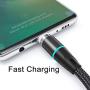 NetDot 12th Generation 3 in 1 Magnetic Fast Charging Cable Data Line Nylon Braided Compatible with Micro USB Type-C Android Smartphones and i-Products(1ft / 3 Pack Black)