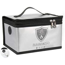 NAIBAOSD Fire-Proof and Explosion-Proof Bag LIPO Battery Safety Storage Bag, Fireproof Bag for Valuable Electronic Products, Can Be Used for Charging and Storage (8.75x6.5x5 inches)