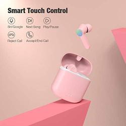 Wireless Earbuds, Bluetooth 5.0 Earbuds Hi-Fi Stereo Headphones 30H Playtime True Wireless Earbuds IPX6 Waterproof Earphones in-Ear Headphones with Mic and USB C for Working/Travel/Gym (D,Pink)
