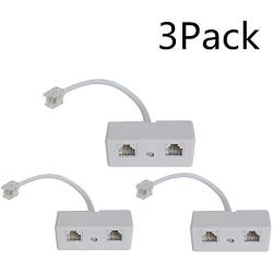 [RJ11 Telephone Adapter] SINCODA 3PCS 2-Way RJ11 6P4C Telephone Plug to RJ11 6P4C Socket Adapter and Splitter for Landline Telephone