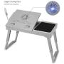 Laptop Desk for Bed Laptop Tray Table Foldable Stand Desk with Cooling Fan, 4 Port USB Hub, Adjustable LED Light, Mouse Pad and Storage Box for Working, Reading on Bed Couch Sofa (Grey)