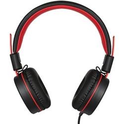 Kids Headphones-Noot Products K12 Foldable Stereo Tangle-Free 5ft Long cord 3.5mm Jack Plug in Wired On-Ear Headset for iPad/Amazon Kindle,Fire/Boys/Girls/School/Laptop/Travel/Plane/Tablet (Red Black)