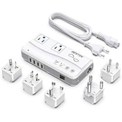 [ Low Noise ] BESTEK International Power Converter, Pure Sine Wave Voltage Converter Adapter 100-240V to 110V - Universal Travel Adapter and Converter for Europe/UK/China/Australia and More