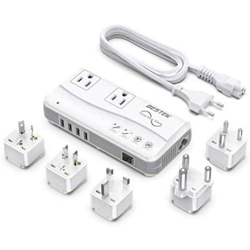 [ Low Noise ] BESTEK International Power Converter, Pure Sine Wave Voltage Converter Adapter 100-240V to 110V - Universal Travel Adapter and Converter for Europe/UK/China/Australia and More